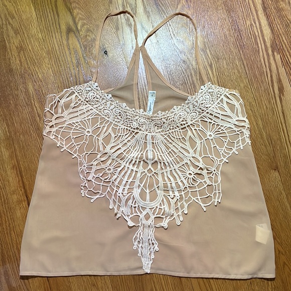 Light Pink Sheer Cami Embroidered Top - Picture 4 of 5